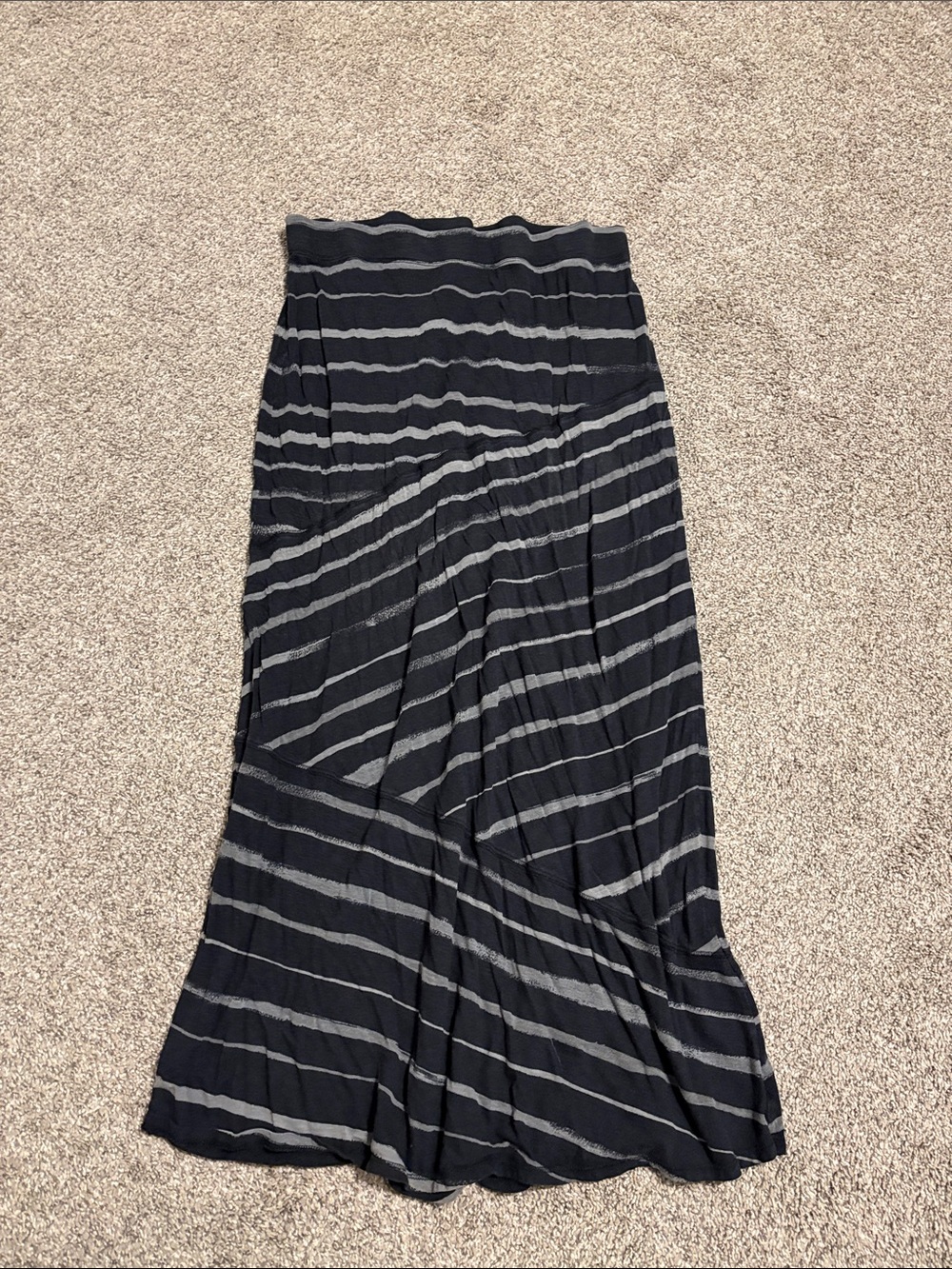 Express Black and Gray Striped Maxi Skirt